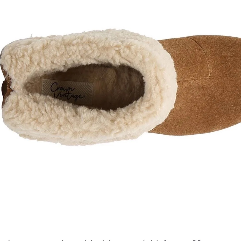 NWOB Crown Vintage Women's Tan Shearling-Lined Ankle Boots - Picture 5 of 12